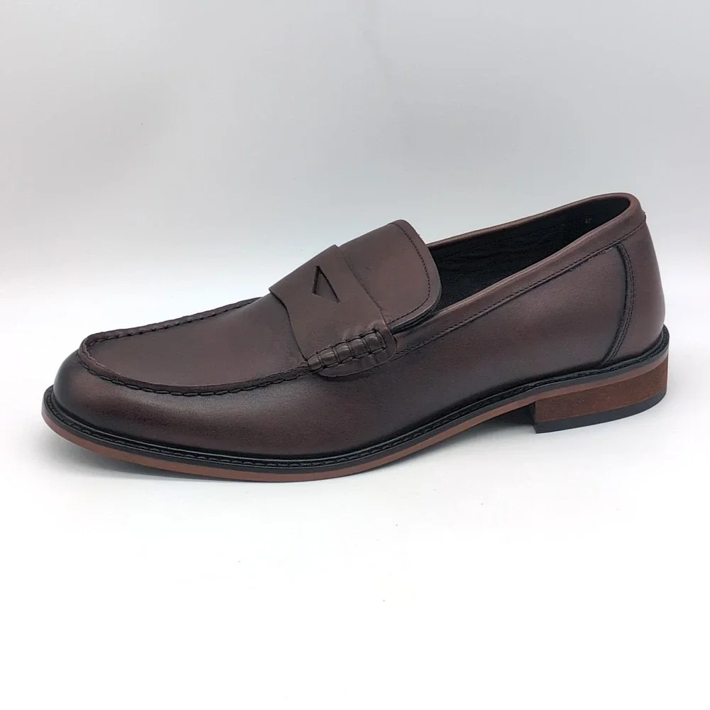 Lands End Shoes Mens Brown 9.5 Leather Dress Loafers Slip On Professional 488823